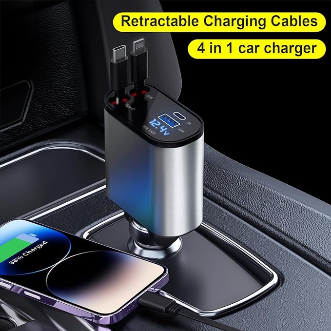 Luxi Charge 4 in 1 Retractable Car Charger